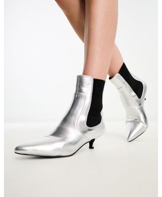 RAID Cedar kitten heeled ankle boots in silver