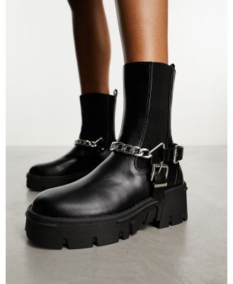 RAID Greta chunky low ankle boots with hardware in black