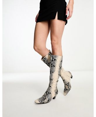 RAID Lennox knee boots in beige snake print-Neutral