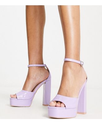 RAID Wide Fit Aasma platform heeled sandals in lilac patent-Purple