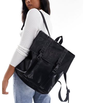 Rains MSN mini unisex waterproof backpack in shiny black exclusive to ASOS