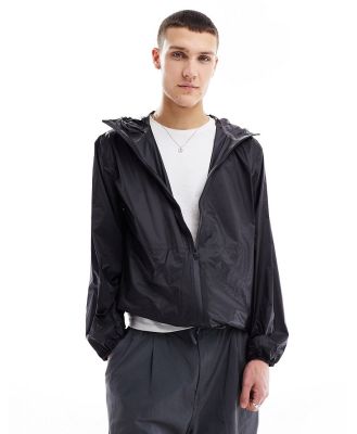 Rains Norton repellent ultra lightweight ripstop hooded jacket in black