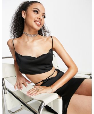 Rebellious Fashion crop top in black (part of a set)