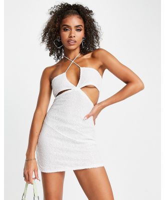 Rebellious Fashion cut out mini sequin dress in white