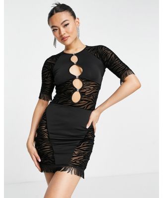 Rebellious Fashion cut out zebra mini dress in black