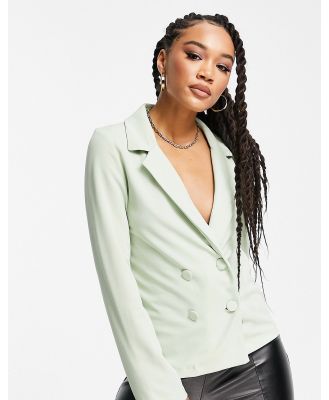 Rebellious Fashion double breasted blazer in sage green (part of a set)