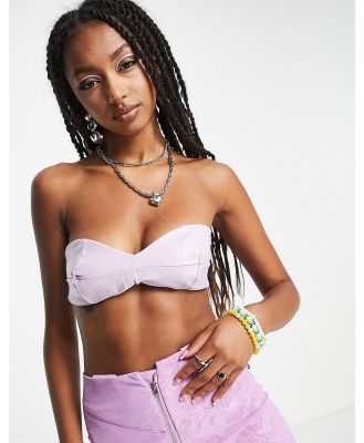 Rebellious Fashion leather look bralet in lilac-Purple