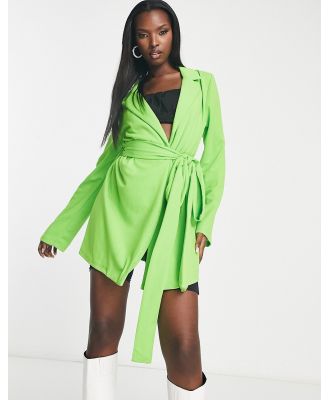 Rebellious Fashion longline blazer dress in lime-Green