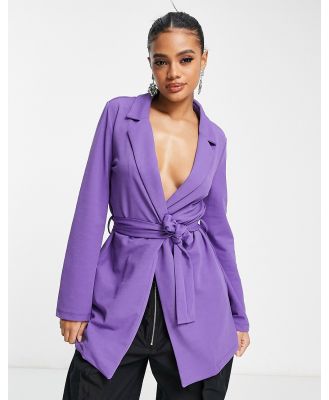 Rebellious Fashion longline blazer dress in purple