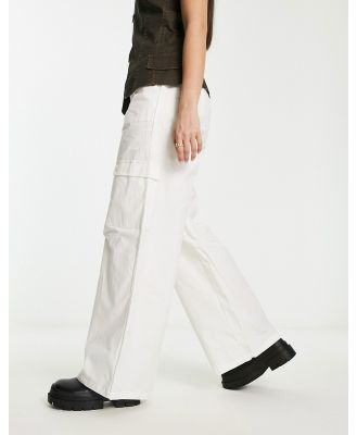 Rebellious Fashion wide leg cargo pants in white