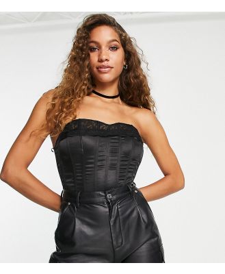 Reclaimed Vintage corset top with lace trim detail in black