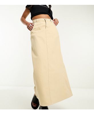 Reclaimed Vintage denim maxi skirt in ecru-Neutral