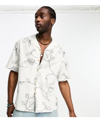 Reclaimed Vintage floral mono embroidered shirt-White