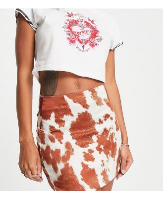 Reclaimed Vintage Inspired cow print mini skirt-Multi