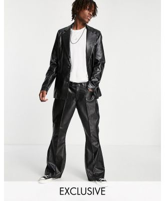 Reclaimed Vintage Inspired leather look pants in black