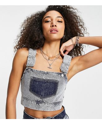 Reclaimed Vintage Inspired patchwork utility denim top (part of a set) - LBLUE