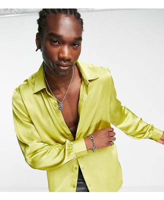 Reclaimed Vintage limited edition long sleeve satin shirt in lime green