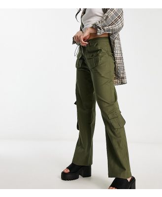 Reclaimed Vintage linen cargo pants in khaki-Green