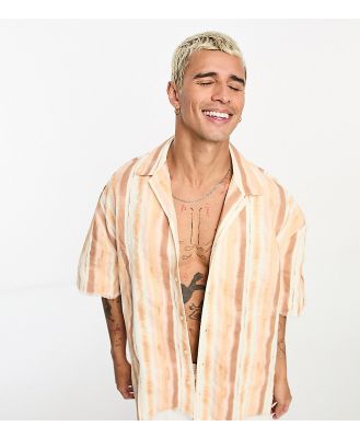 Reclaimed Vintage oversized short sleeve waffle shirt in ombre-Multi