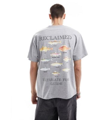 Reclaimed Vintage oversized t-shirt with fish print in grey