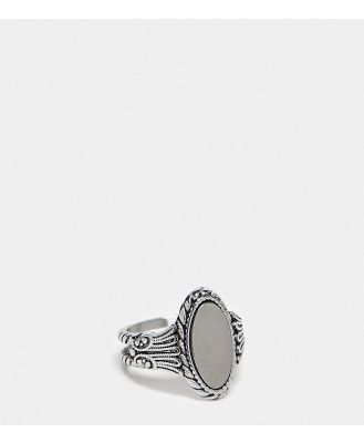 Reclaimed Vintage pretty grunge stone ring in stainless steel-Silver