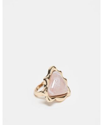 Reclaimed Vintage ring with faux rose quartz in gold