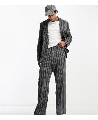 Reclaimed Vintage straight leg pants in vintage blue and grey stripe (part of a set)-Multi
