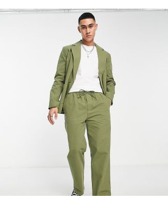 Reclaimed Vintage straight leg relaxed summer suit pants in khaki (part of a set)-Green