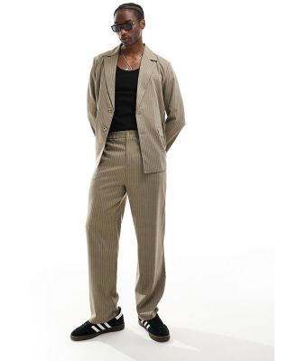 Reclaimed Vintage suit pants in beige pinstripe (part of a set)-Neutral