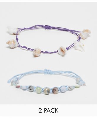 Reclaimed Vintage unisex anklet pack with shells-Multi