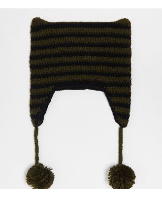 Reclaimed Vintage unisex knitted cat hat in stripe-Multi