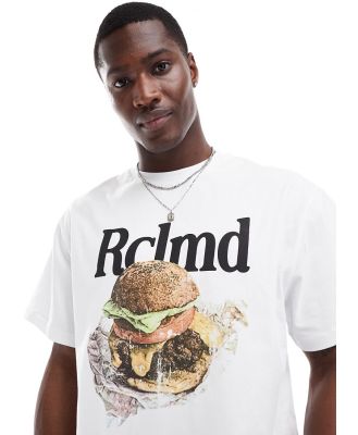 Reclaimed Vintage unisex oversized t-shirt with burger print in white