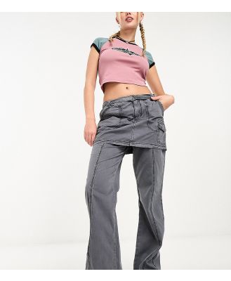 Reclaimed Vintage Y2K hybrid skirt pants in washed charcoal-Grey