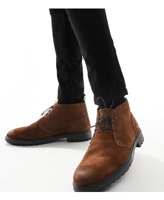 Red Tape Wide Fit chukka worker boots in brown leather