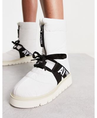 Replay logo snow boots in white