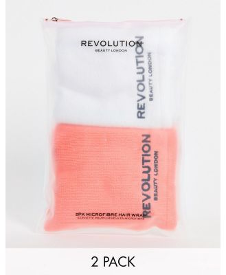 Revolution Hair 2 pack Microfibre Hair Towel Wrap White/Coral-No colour