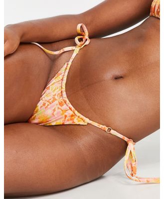 Rhythm Evangeline gathered tie side bikini bottoms in retro flower print-Multi
