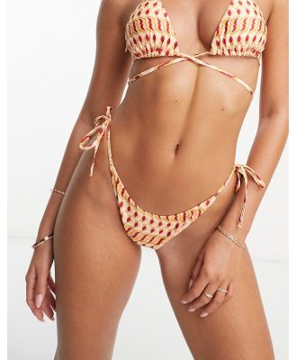 Rhythm Maya geo tie side high cut bikini bottoms in pink salt-Multi