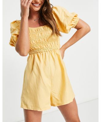 Rthyhm Maia smocked beach playsuit in yellow