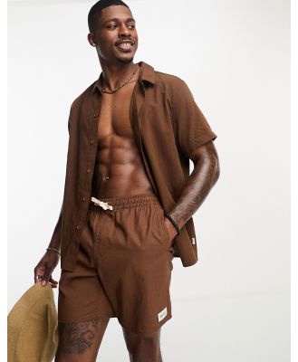 Ryhthm classic linen shorts in chocolate-Brown