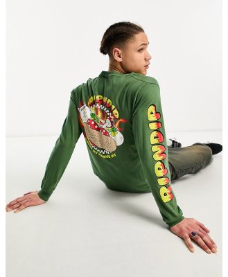RIPNDIP glizzy long sleeve t-shirt in green with multiple placement prints