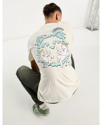 RIPNDIP In The Clouds t-shirt in off white with chest and back print