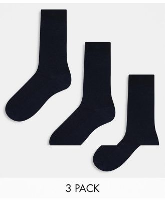 River Island bamboo ankle 3 pack of socks in navy-Blue