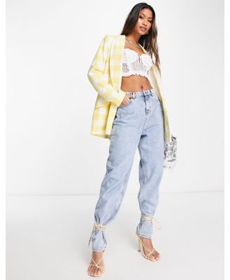 River Island blazer in light yellow check (part of a set)