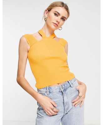 River Island bustier cut out halter top in orange