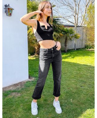River Island Carrie mom jeans in black