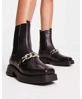 River Island chain detail gusset boots in black