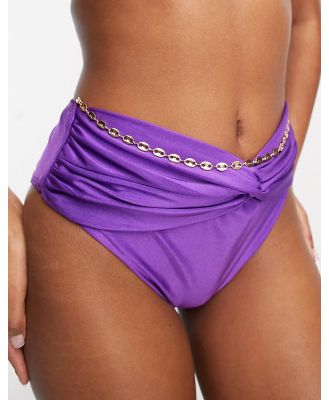 River Island chain twist high waist bikini bottoms in purple