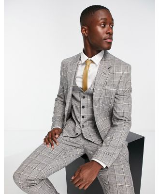 River Island checked suit jacket in grey