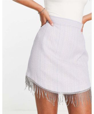 River Island diamante trim mini skirt in light blue (part of a set)